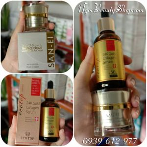 Combo chuyên sâu trị nám, tàn nhang, dưỡng trắng da San-Ei và EcoTop 24K Gold Collagen Serum